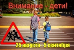 С 25 августа по 5 сентября проводится специальное
комплексное мероприятие «Внимание – дети!»