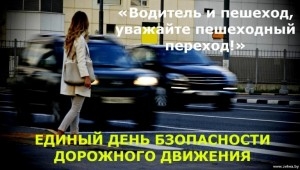 25 октября пройдет Единый день безопасности дорожного движения «Водитель и пешеход, уважайте пешеходный переход!»